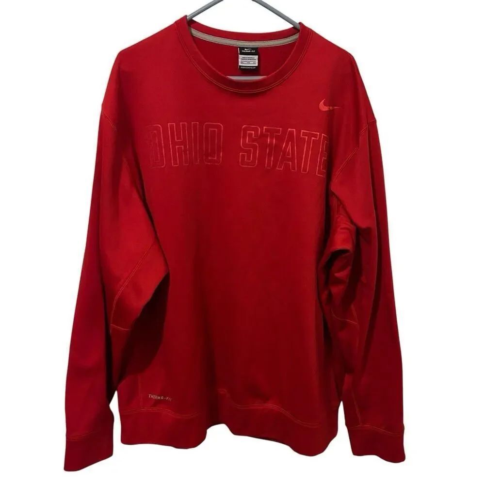 Ohio State Buckeyes Sweatshirt Mens XXL Red Pullover Therma Fit Nike
